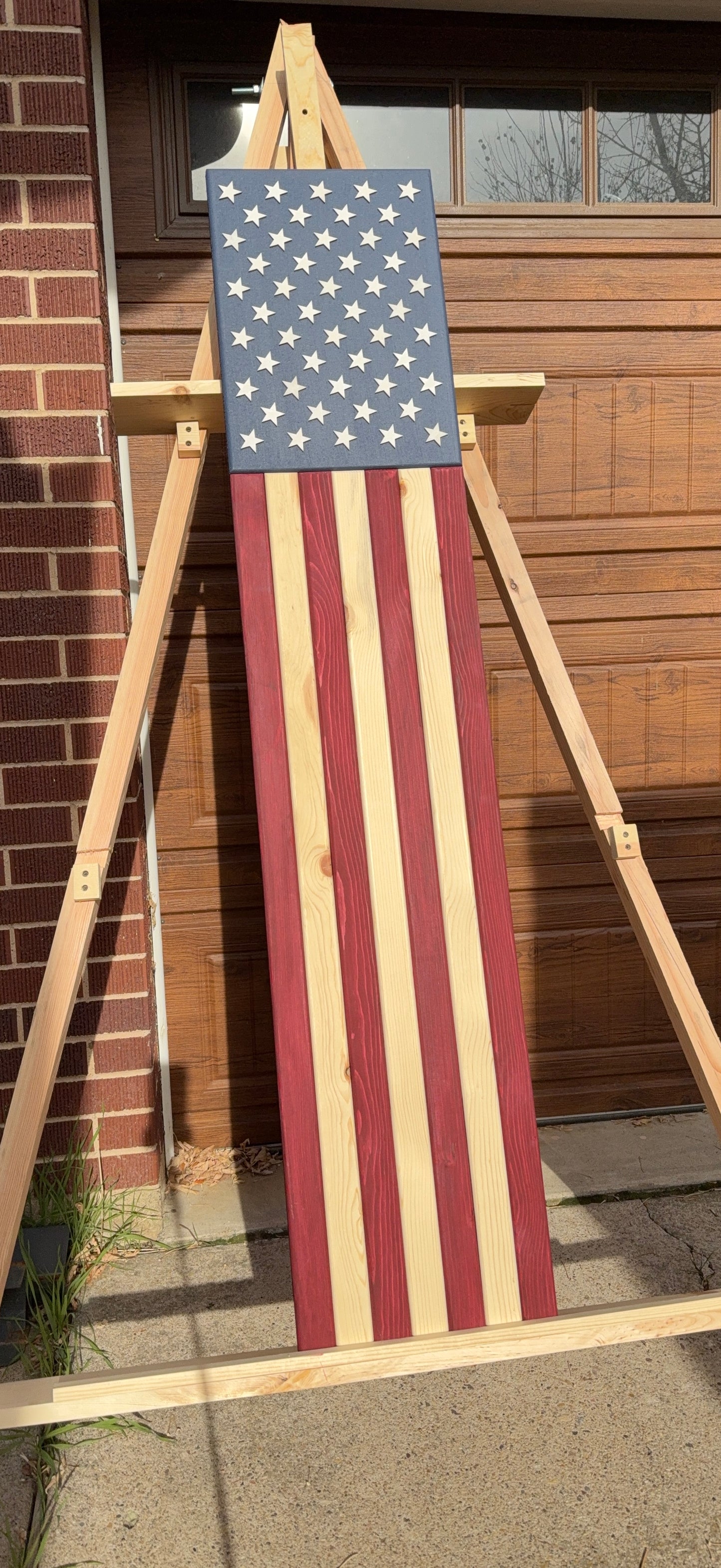 XL Long Subtle Red, White & Blue. Handmade American Flag #XLL0003