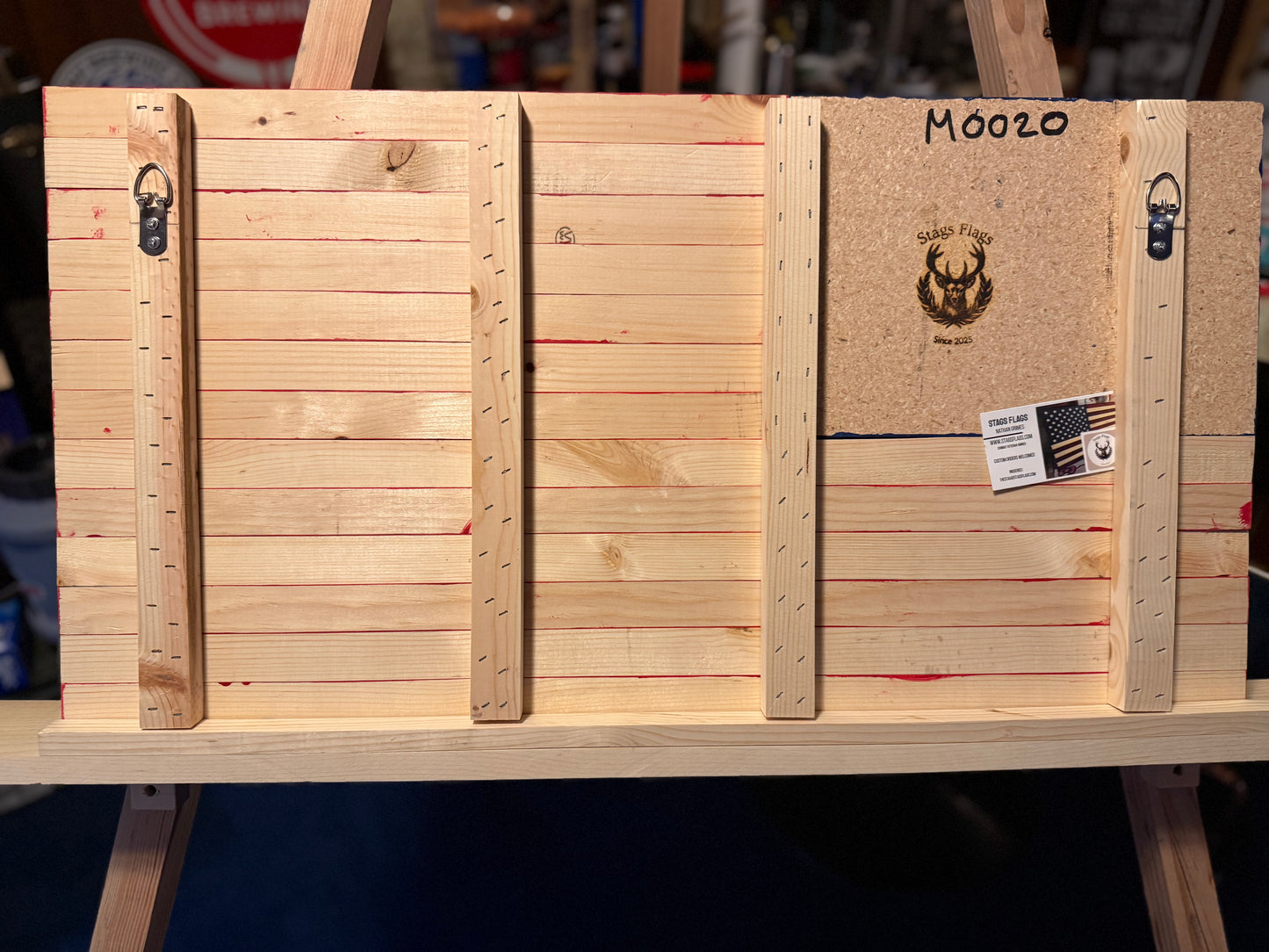 Medium Vibrant Red, White & Blue, Handmade Flag #M0020.  New