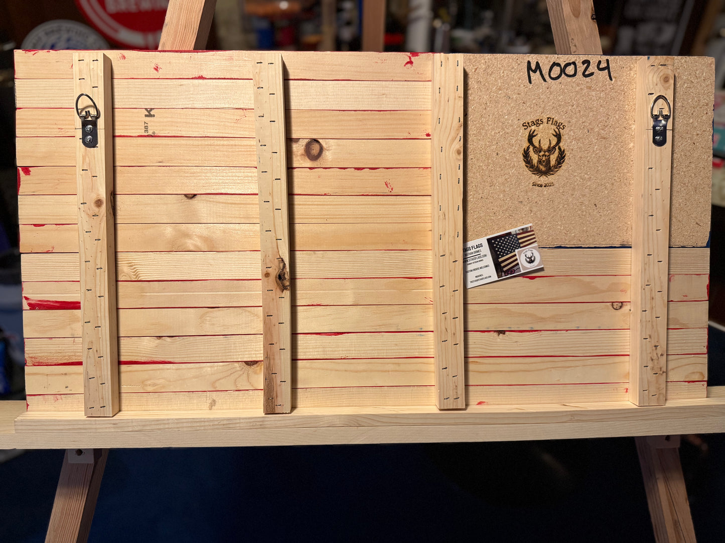 Medium Vibrant Red, White & Blue, Handmade Flag #M0024.  New