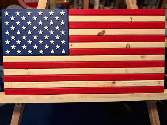 Medium Vibrant Red, White & Blue, Handmade Flag #M0024.  New