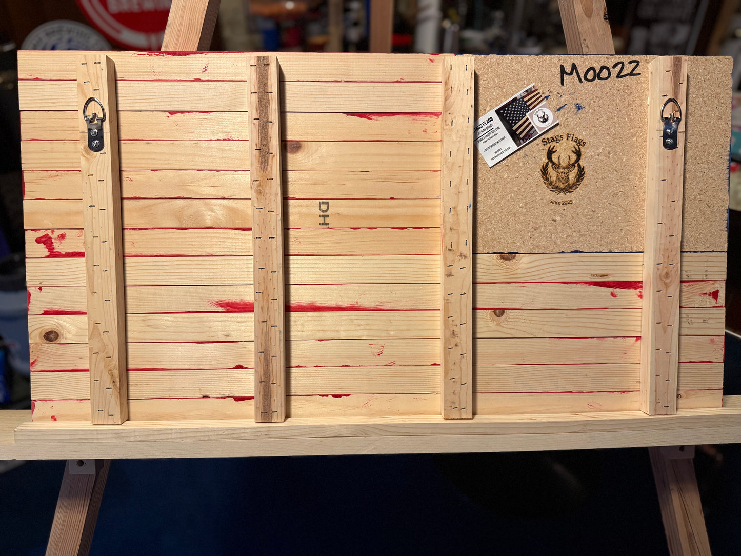 Medium Vibrant Red, White & Blue, Handmade Flag #M0022.  New