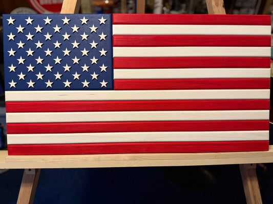 Medium Outside/Inside Full-Stain Red, White & Blue, Handmade Flag #M0021. New